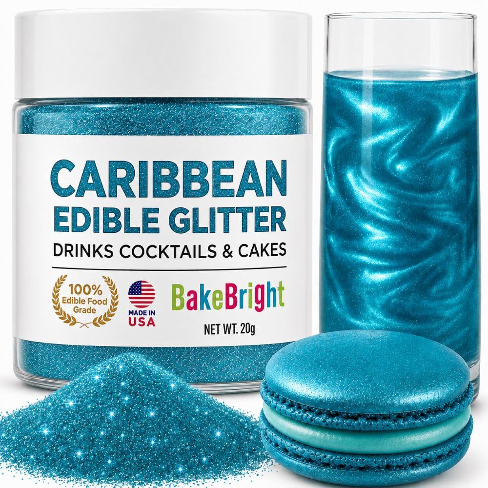 Bulk 20g Light Blue Edible Glitter for Drinks | Premium Edible Glitter for Cakes, Cocktails, Light Blue Cake Decorating Decorations Food Grade, Vegan, Kosher, Halal, Gluten Free - Made in USA