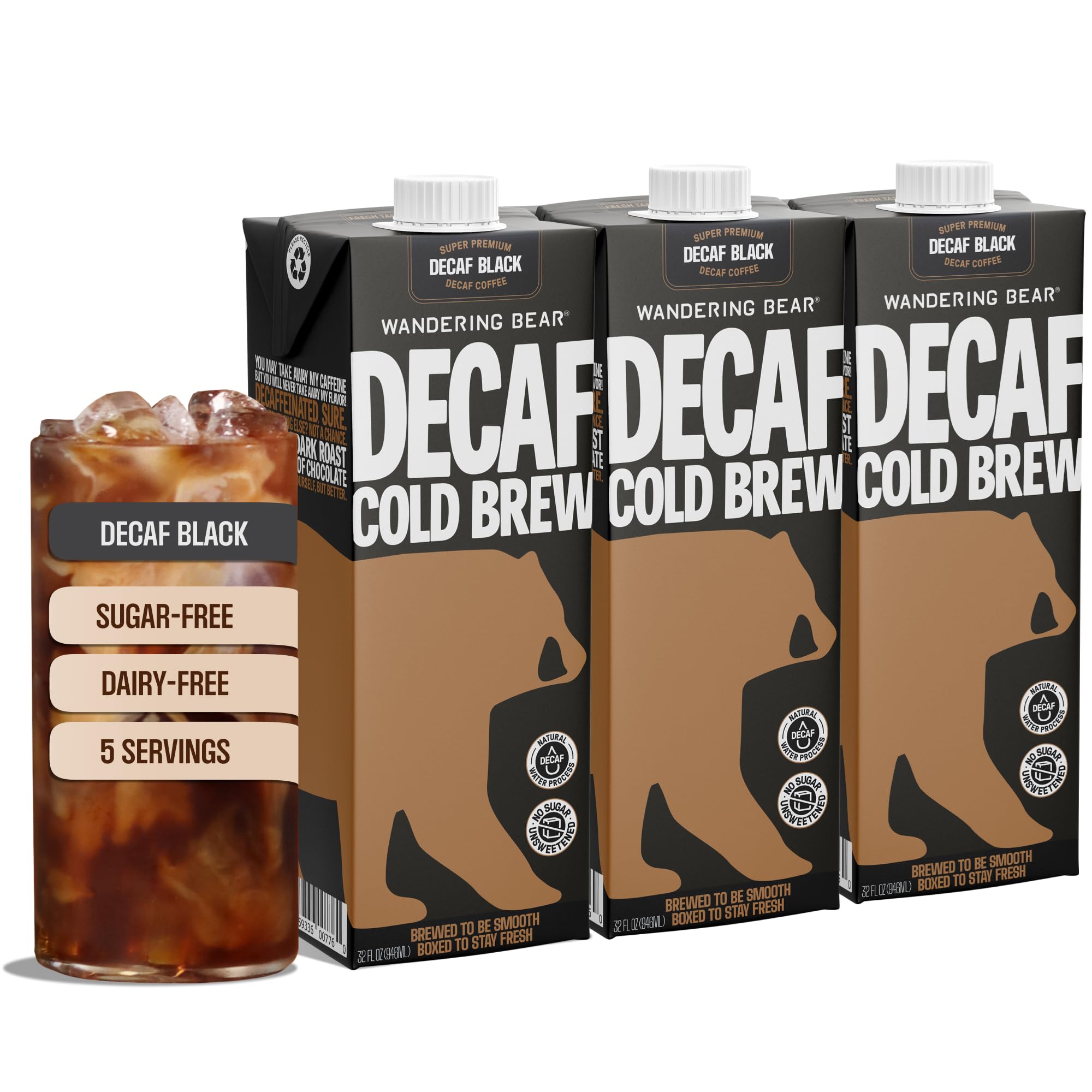 Wandering Bear Decaf Cold Brew Coffee - 32 fl oz, 3 Pack