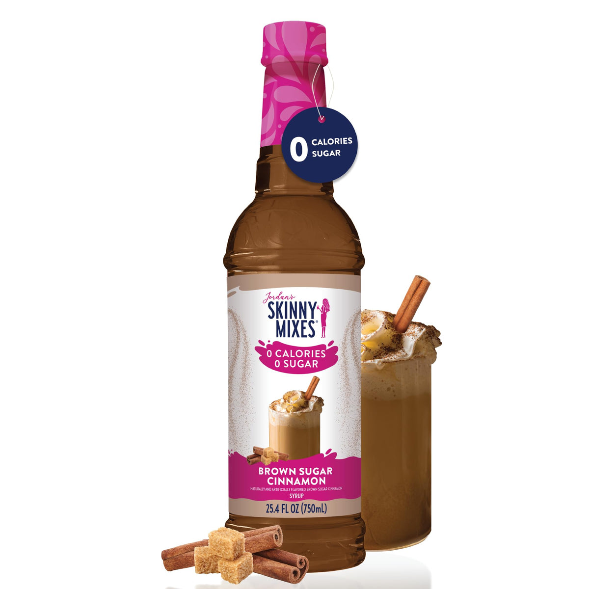 Jordan's Skinny Mixes Syrups Sugar Free Coffee Syrup, Brown Sugar Cinnamon Flavor Drink Mix, Zero Calorie Flavoring for Latte, Protein Shake, Food and More, Gluten Free, Keto Friendly, 25.4 Fl Oz, 1 Pack