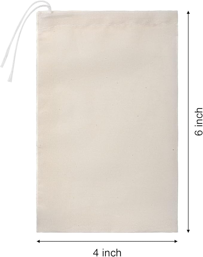 Boao 50 Pcs Cheese Cloth Tea Bags 4 x 6 Inch for Straining Reusable Tea Filter Loose Empty Soup Spice Bags for Cooking Cold Brew Coffee Muslin Strainer