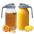 Naivees Glass Tea Pitcher with Wide Mouth Airtight Lid Leak Proof Fridge Container with Gray Lid Mason Jar for Water, Tea,Juice and Drinks (2 Pack-64OZ)