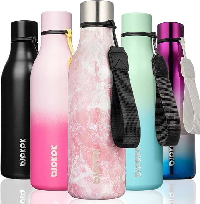 BJPKPK 18oz Insulated Water Bottle, Stainless Steel Bottle with Carry Strap