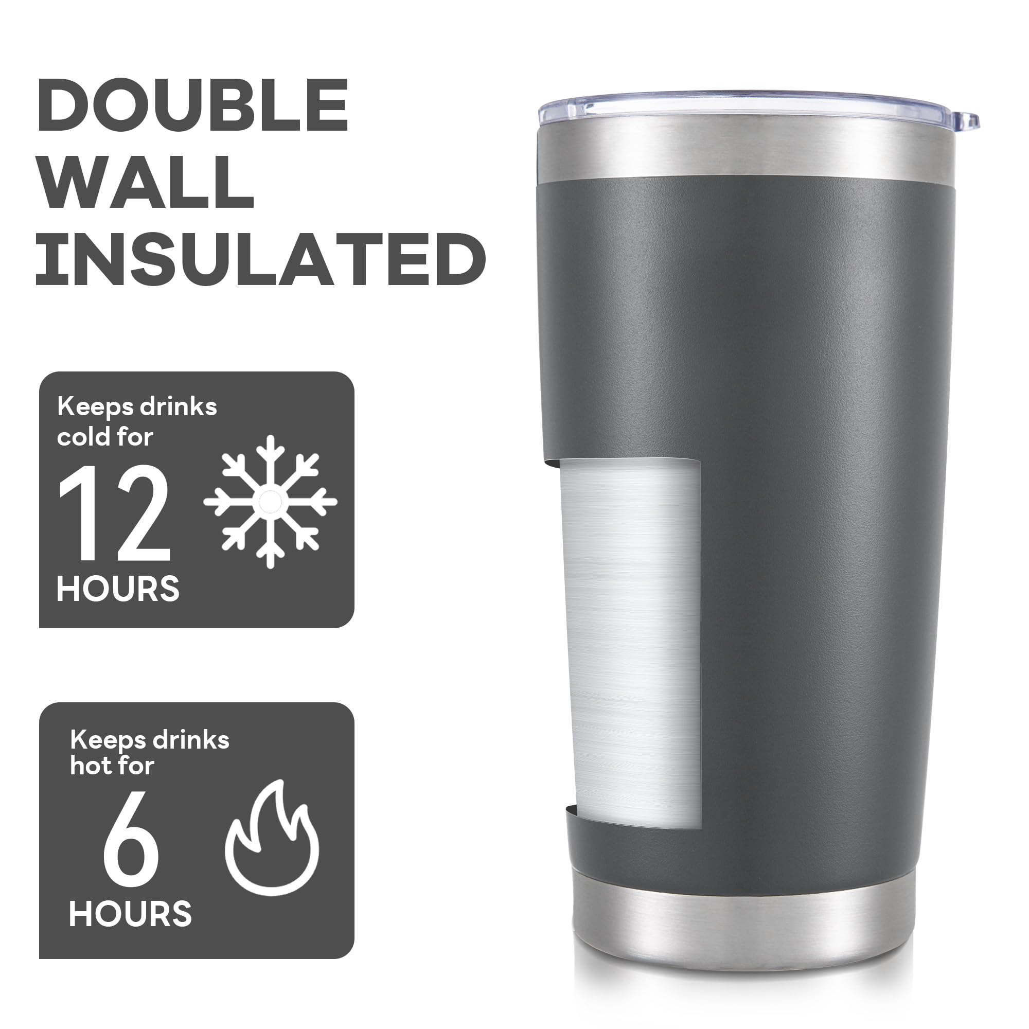 20 oz Tumbler with Lid Stainless Steel Insulated Tumblers Bulk Cups Mug