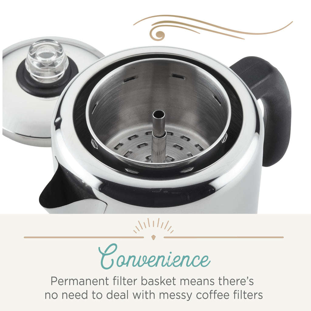 Farberware Classic Stainless Steel Yosemite Coffee Percolator, 8-Cup