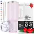 tweevo 40 oz Tumbler With Handle and Straw Made of Stainless Steel - Double Wall Vacuum Insulated Tumbler With Lid - Sweat Proof Easy Grip, BPA-Free, Dishwasher Safe Tumbler (Orchid)