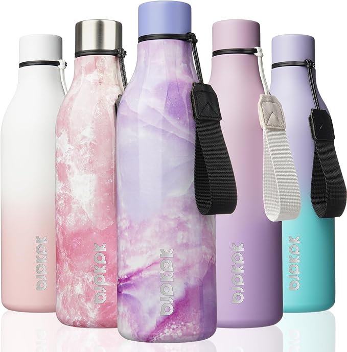 BJPKPK 18oz Insulated Water Bottle, Stainless Steel Bottle with Carry Strap
