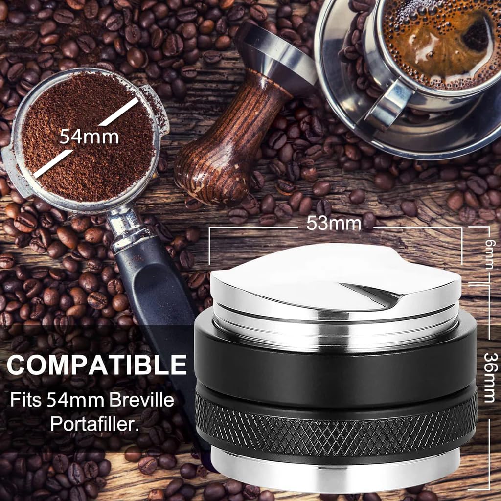 Practimondo Premium Barista Espresso Tamper Set 53mm Aluminum and Stainless Steel (53mm, Aluminum Handle)
