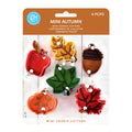 R&M Mini Autumn 6-Piece Color Cookie Cutter Set – Polyresin Coated Red, Yellow, Green Fall Leaves, Apple, Orange Pumpkin & Brown Acorn Baking Tools