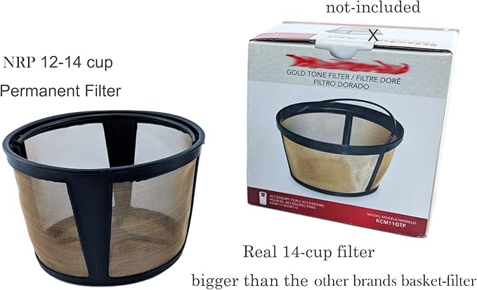 NRP Tall 14-cup Screen Basket Permanent Coffee Filter Replacement for KRUPS Coffeemaker EC422, 321-324 | Also fit other Drip Coffeemaker with Large Brew Section