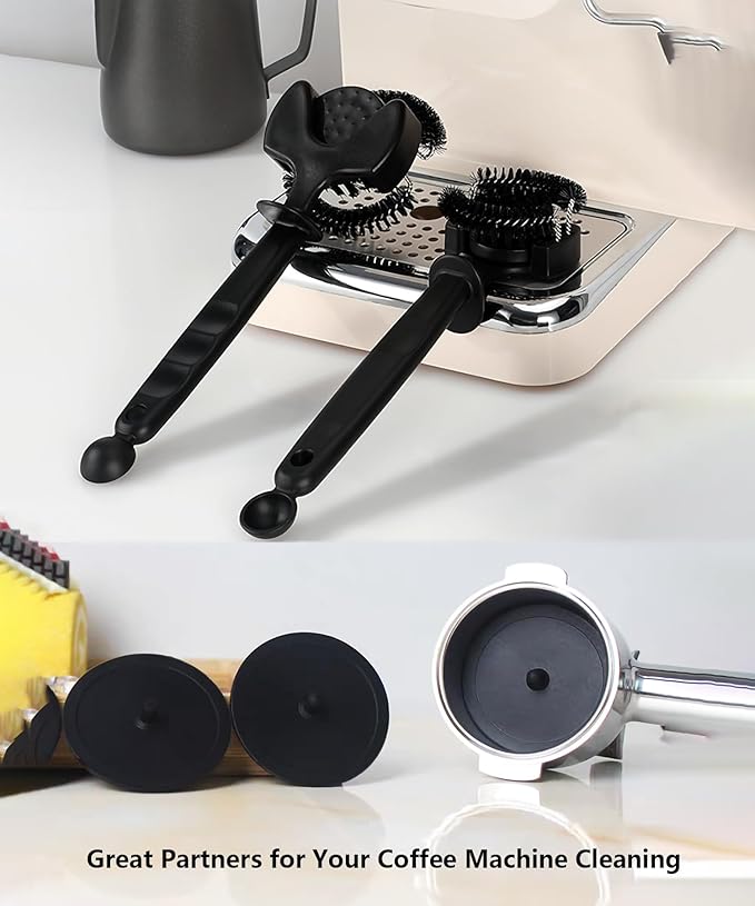 Espresso Coffee Machine Cleaning Brush Kit with Portafilter Cleaning Disc (Brush and Disc for 51mm Coffee Machine)