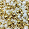 Edible White Gold Sugar Pearls Candy Sprinkles 120G/ 4.23Ounce Baking Cake Sprinkles Cupcake and Cake Topper Cookie Decorations Wedding Party Valentines Halloween Christmas Supplies