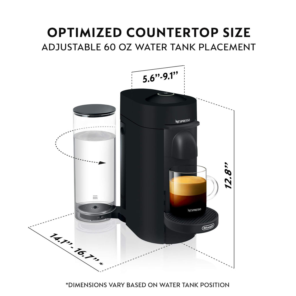 Nespresso Vertuo Plus Deluxe Coffee Machine with Milk Frother, Matte Black