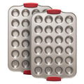 Shinsin 24 Cup Mini Cupcake Pan with Silicone Handles, Non-Stick Mini Muffin Pan, Baking Molds for Mini Cupcakes, Muffins, Quiches, Carbon Steel Mini Baking Pan, Dishwasher Safe (2 Pack)
