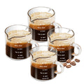 HCengTriz Espresso Cups 4-Piece set, 4 OZ Double Spout Cup with Handle, Espresso Shot Glass with V-Shaped Spout for Espresso Machine, Milk Cup (Espresso Cup Graduated)