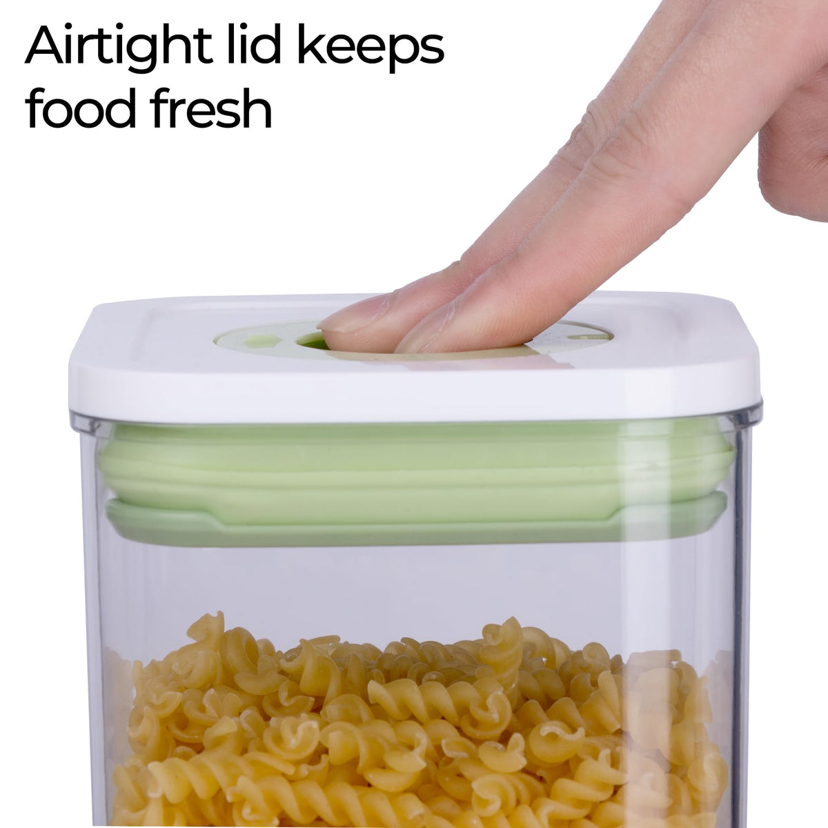 linoroso Set of 4 Pop Airtight Food Storage Containers with Date Recording Lids, Stackable Plastic Kitchen Storage Containers, Dry Cereal Container Set for Pantry Countertop Fridge Organization