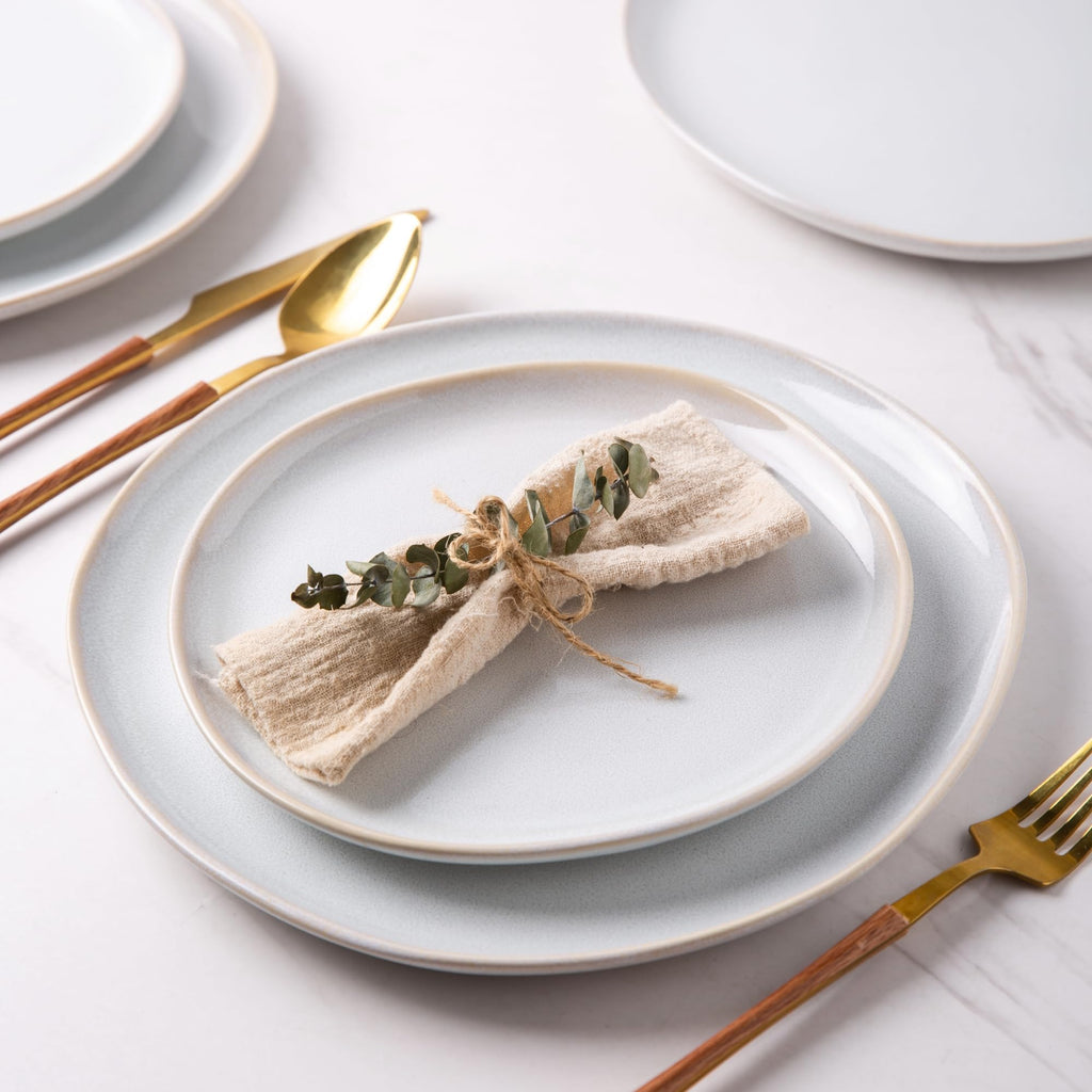 AmorArc Ceramic Plates Set of 6,8.5 Inch Stoneware Small Dinner Plates Set