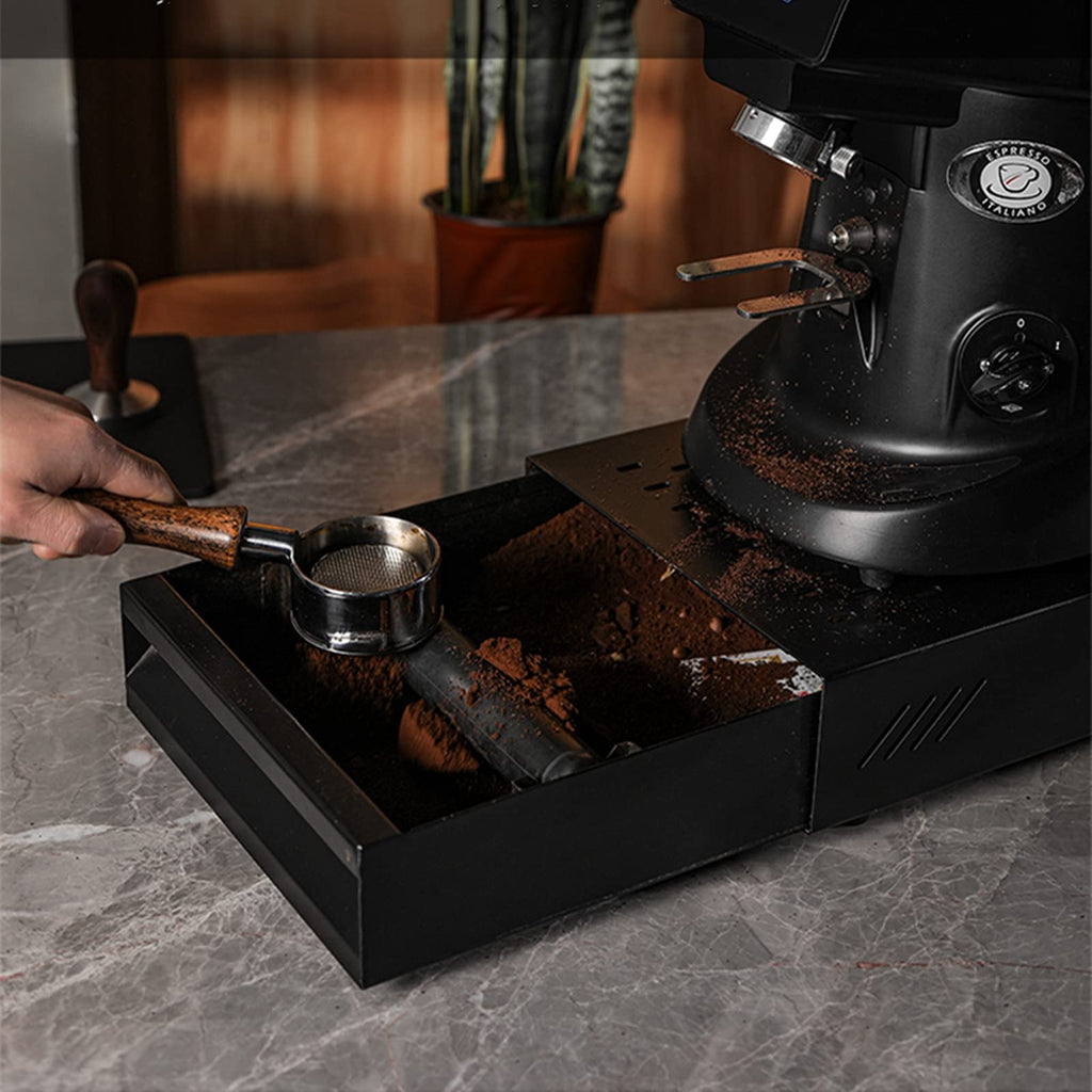 DIBTSA Espresso Knock Box Drawer, 2.5L Capacity Stainless Steel Detachable Coffee Ground Knock Container, For Home, Office, Restaurant and Coffee Shop (Black)