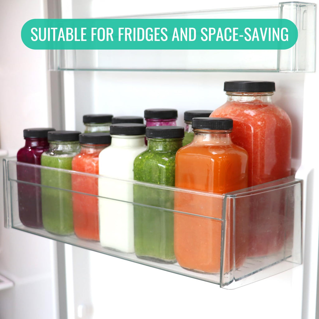 8 oz Glass Juice Bottles with Lids 12 Pack,Reusable Glass Drink Bottles