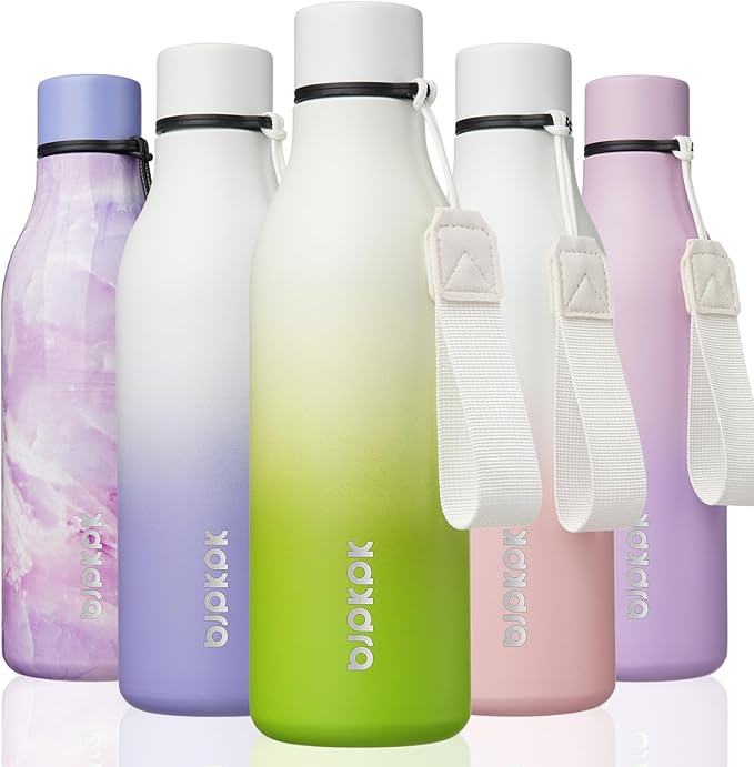 BJPKPK 18oz Insulated Water Bottle, Stainless Steel Bottle with Carry Strap