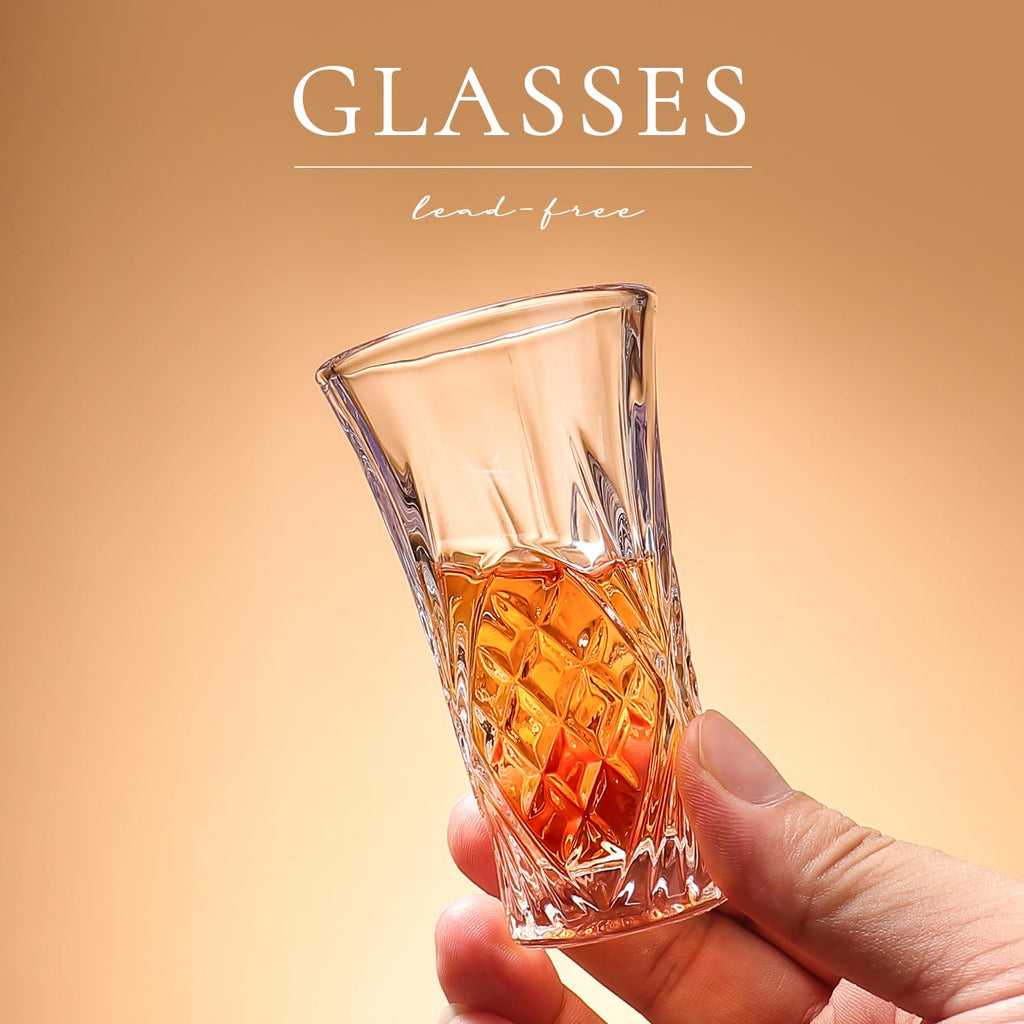 LOBUBT 6 Pack Shot Glass Bulk Set with Heavy Base 2 OZ Small Shot Cups for Vodka, Whiskey, Tequila, Espresso, Liquor Set