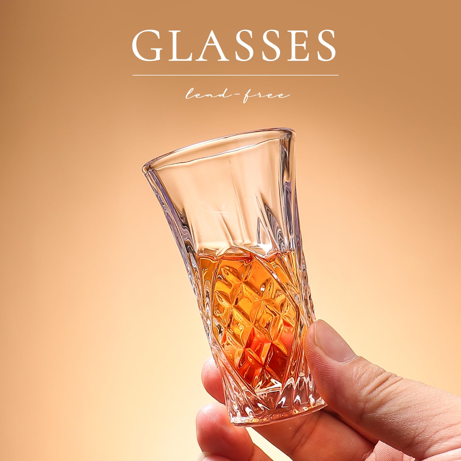 LOBUBT 6 Pack Shot Glass Bulk Set with Heavy Base 2 OZ Small Shot Cups for Vodka, Whiskey, Tequila, Espresso, Liquor Set