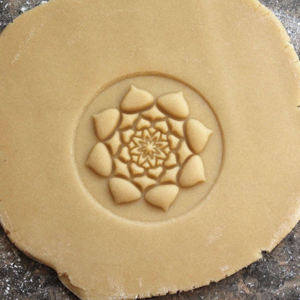 Fun Food Tools, Wood Cookie Stamp, 2.5 Inch (Lotus Mandala CS-055)