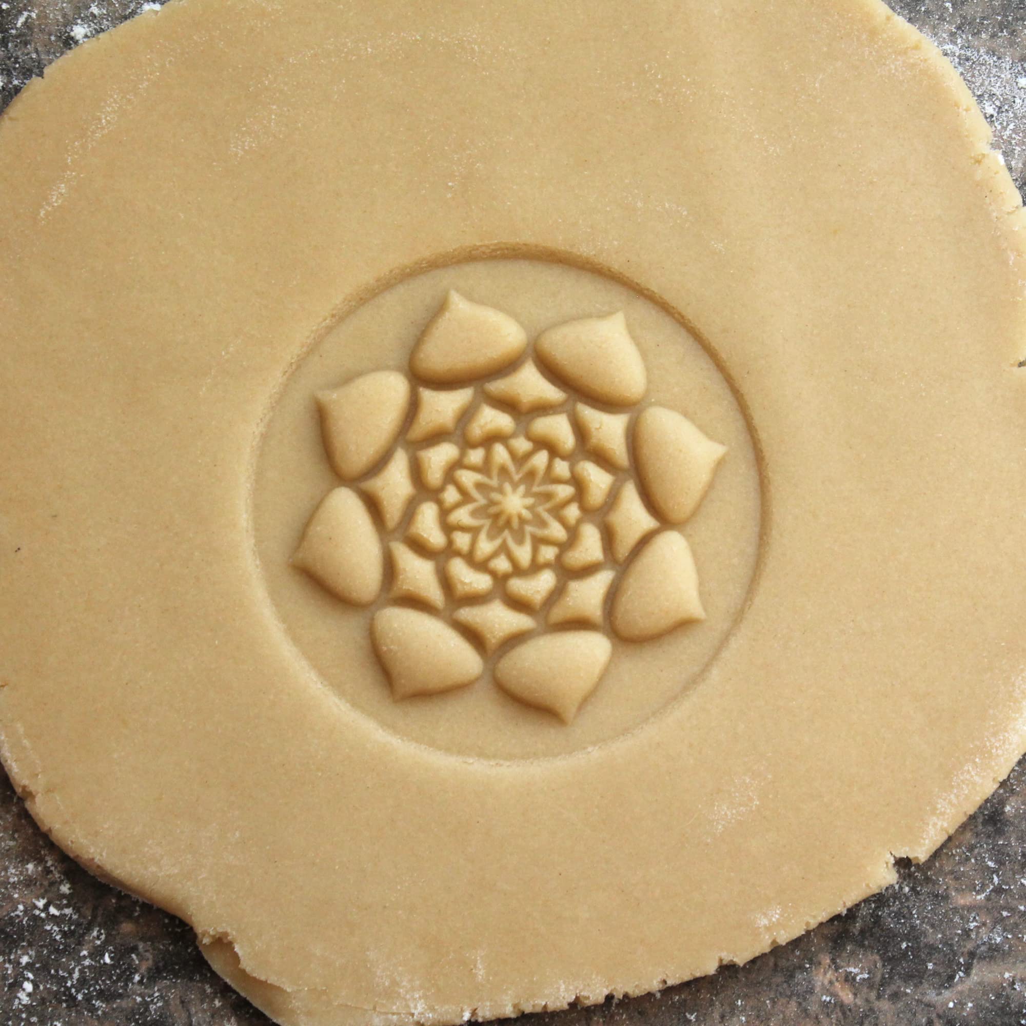 Fun Food Tools, Wood Cookie Stamp, 2.5 Inch (Lotus Mandala CS-055)
