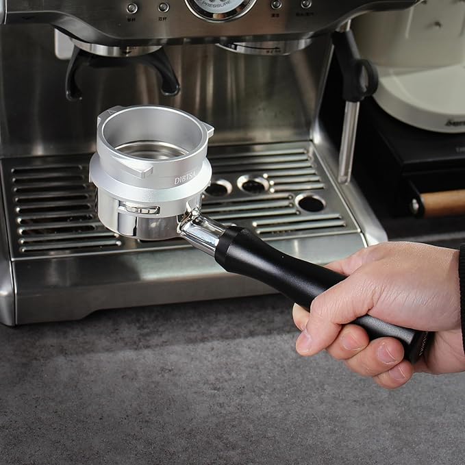 Espresso Dosing Funnel Compatible with Barsetto, Calphalon Temp IQ 58mm Portafilter, Aluminum Alloy, Silver