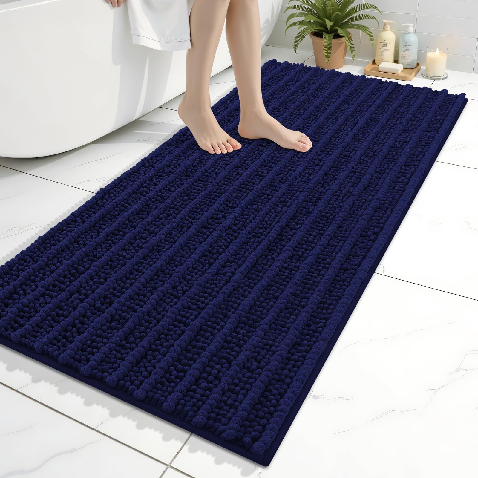 Arotive Bathroom Rugs Mat 30x17, Soft Absorbent Chenille Shaggy Bath Mat — 47" X 24"