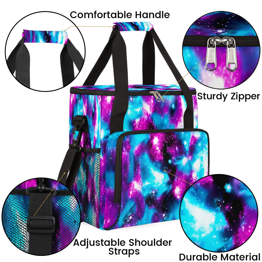 Funny Galaxy Coffee Maker Carring Bag Glitter Space Travel Storage Tote Bag Compatible with Keurig K-Mini or K-Mini Plus Portable Single Serve Coffee Brewer Case with Pockets for K-cup Pods