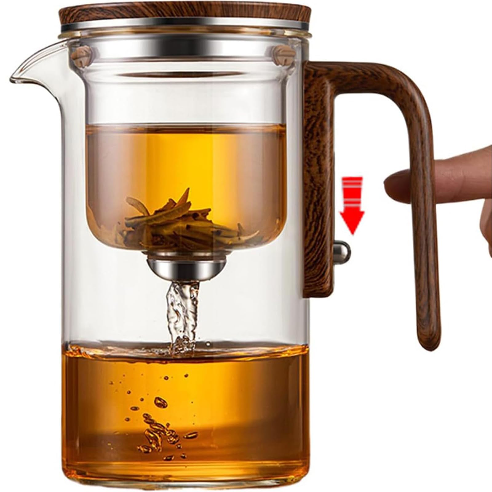 800ML/27OZ Witchcraft Magic Glass Teapot with Infuser Strainer and Lid for Loose Leaf Tea Herbal, Magnetic Water Separation Tea Maker Kettle Clear Tea Pot (Without Cups)