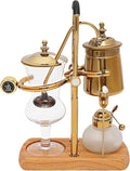 JOMCYDM Balance Syphon Coffee Maker Elegant Unique Belgian Machine for Coffee and Tea Easy to Clean Integrated Filter Gold Accents Decorative Design Best Tasting Coffee Espresso Brewer