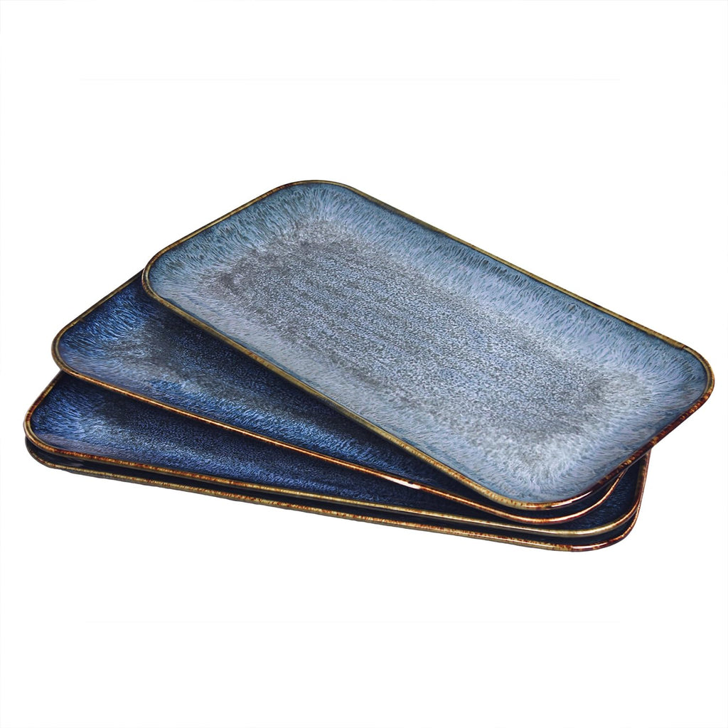 jinsongdafa Porcelain Plate Set Large Serving Tray Set of 4, Reusable Serving Platters for Party Food, Cookie, Appetizer, Charcuterie, Snack, Dessert Display,Stackable Kitchen Dish 14.4 INCH