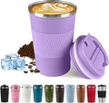 Vacuum-Insulated Stainless Steel Travel Coffee Mug, Leak-Proof Reusable Coffee Cup with Lid - Keep Hot & Cold Drinks for Hours, Durable Thermos Tumbler for Men & Women (3rd-Purple, 12OZ)