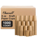 Clawsoff 1000 Pack 8 oz Paper Cups Brown Kraft Disposable Paper Coffee Cups