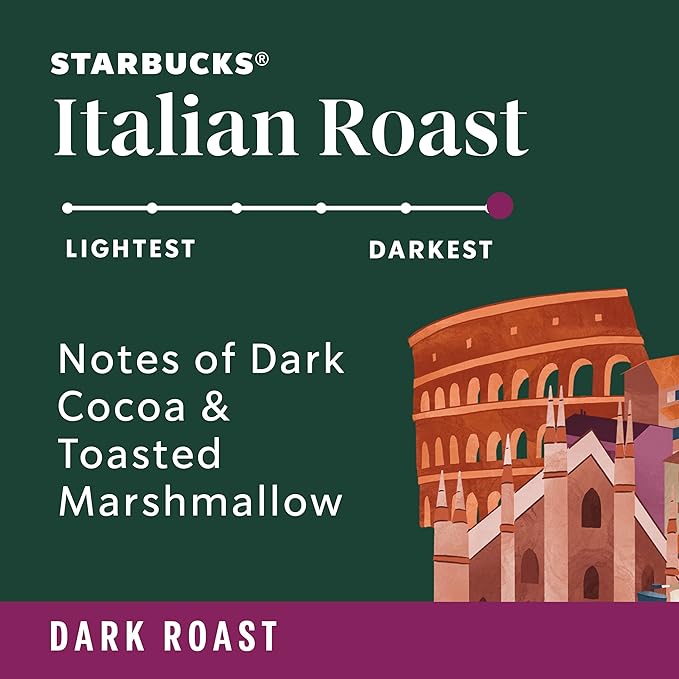 Starbucks Ground Coffee, Dark Roast Coffee, Italian Roast, 100% Arabica, 6 bags (18 oz each)