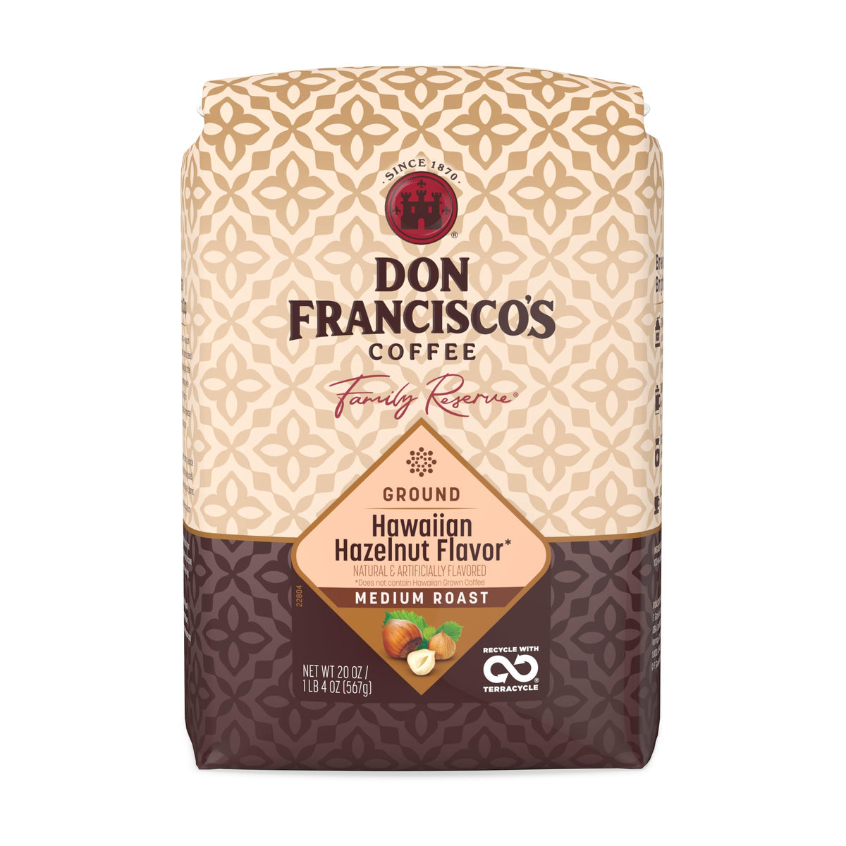 Don Francisco's Hawaiian Hazelnut Ground Coffee, Medium Roast, 20 OZ Bag