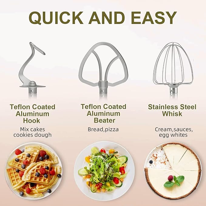 Household Stand Mixer with 6.5 Quart Bowl, Electric Food Mixer 10+p Speeds 660W, Kitchen Tilt-Head Bread Dough and Cake Mixers with Dough Hook, Whisk, Beater, Splash Guard and Egg Separator (Black)