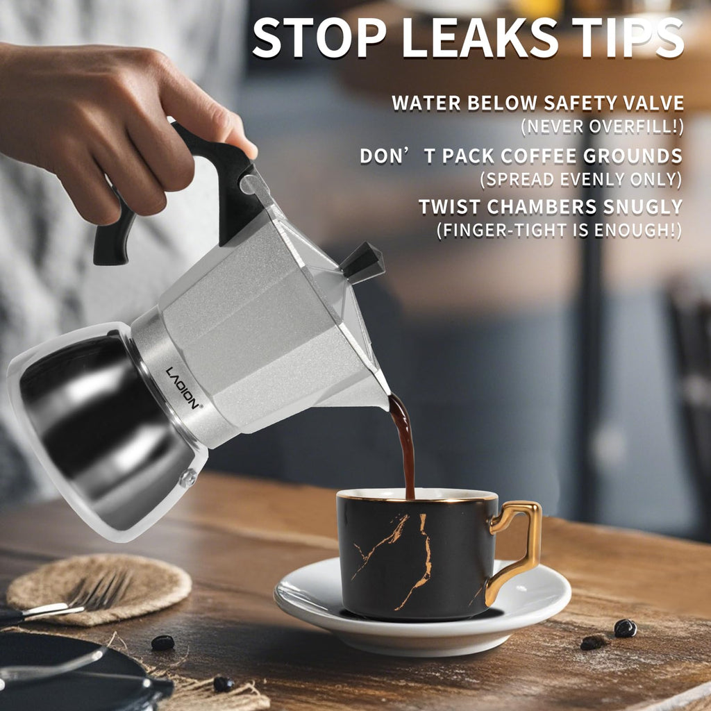LAOION Stovetop Espresso Maker, 6Cup Moka Pot, Espresso Machine