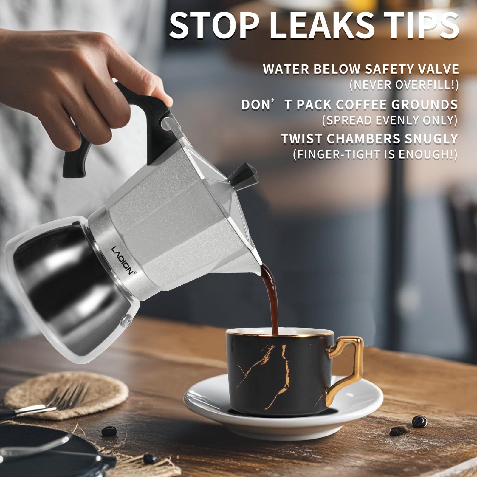 LAOION Stovetop Espresso Maker, 6Cup Moka Pot, Espresso Machine