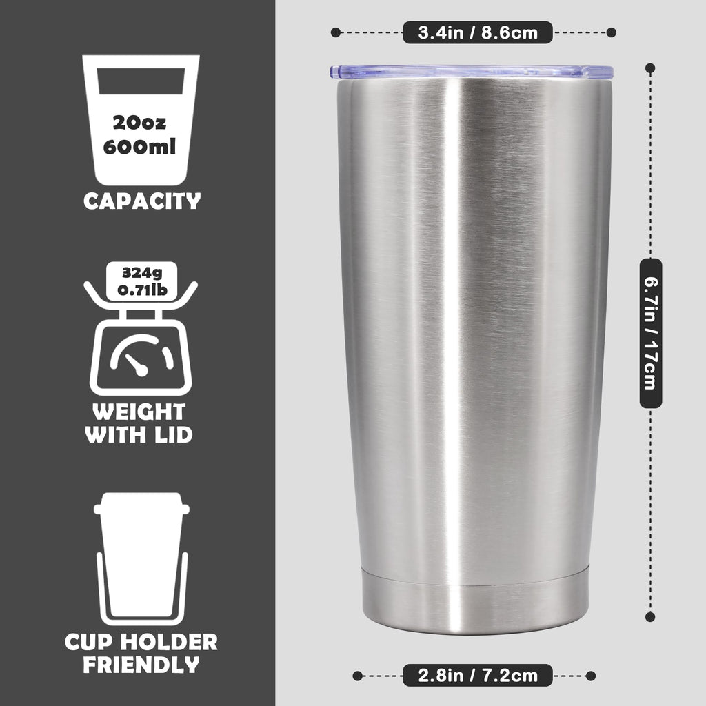 AUWBON 20oz Tumbler Stainless Steel Tumbler Coffee Tumbler with Lid SS, 1P