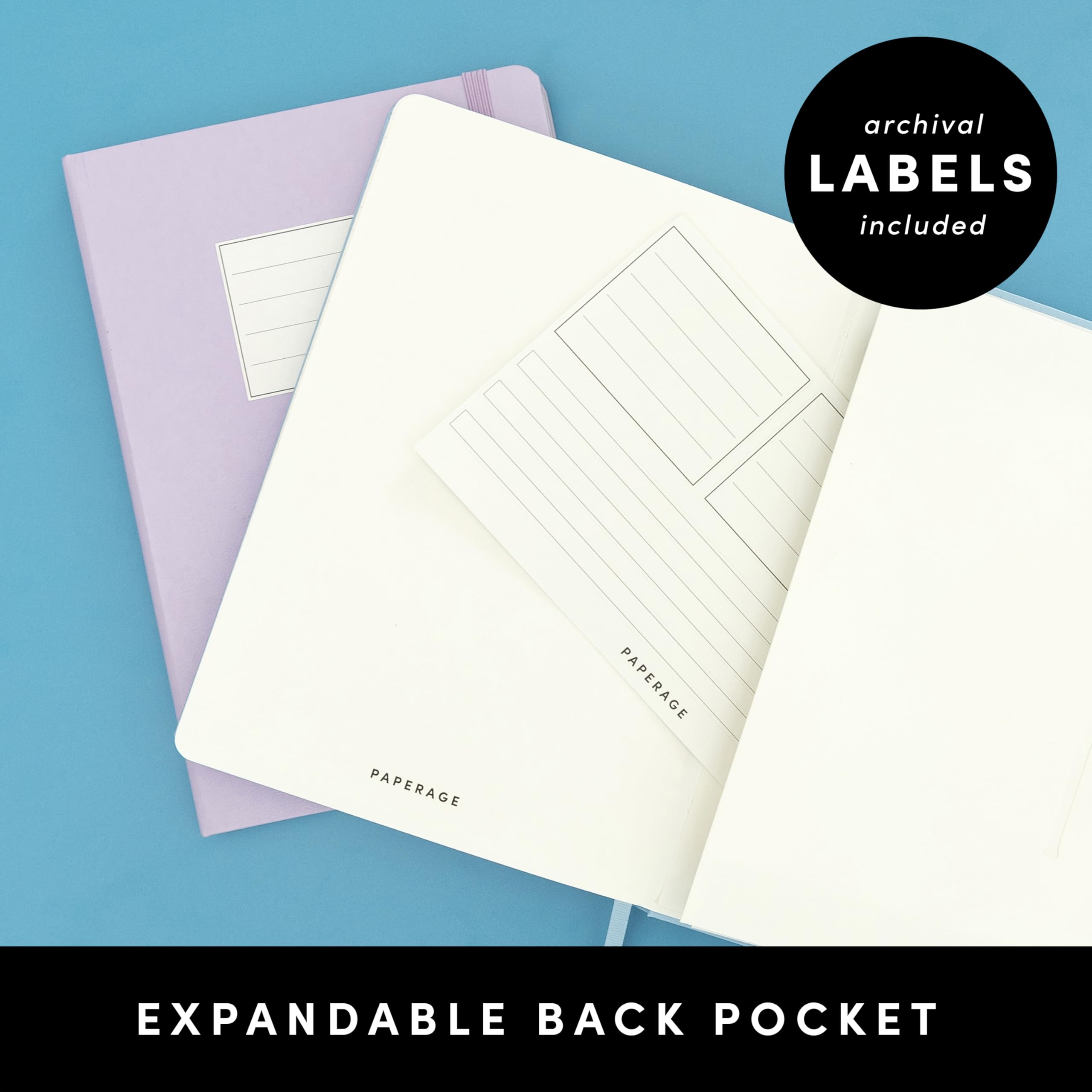 PAPERAGE Lined Journal Notebook, (Light Blue), 160 Pages, Medium 5.6 in x 8 in - 100 GSM Thick Paper – Hardcover Journaling Notebook for Work, School & Note Taking