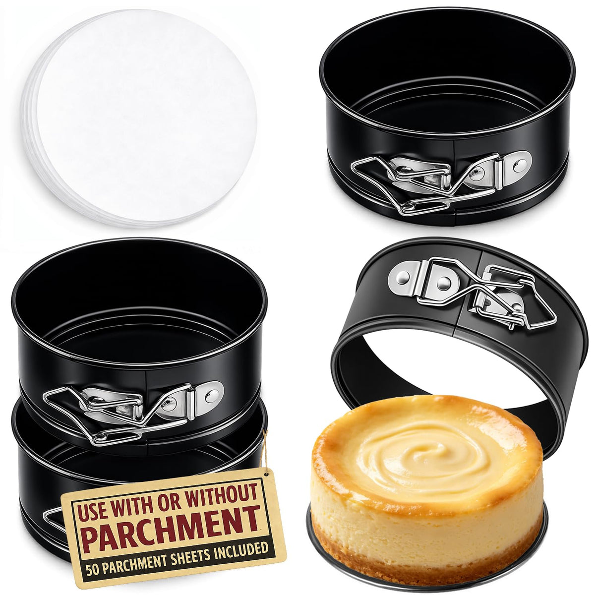 9 Inch Springform Pan 50Pcs Parchment Paper Cheesecake Nonstick Baking Mold