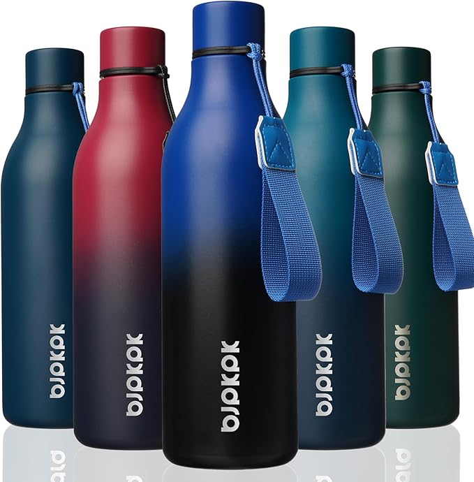 BJPKPK 18oz Insulated Water Bottle, Stainless Steel Bottle with Carry Strap