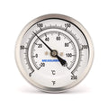 MEASUREMAN Fully Stainless Steel Pot, Kettle, Brewing Bimetal Thermometer, 3" Dial, 4" Stem, 0-250 deg F/-20-120 deg C, -1% Accuracy, Adjustable, 1/2" NPT Back Mount