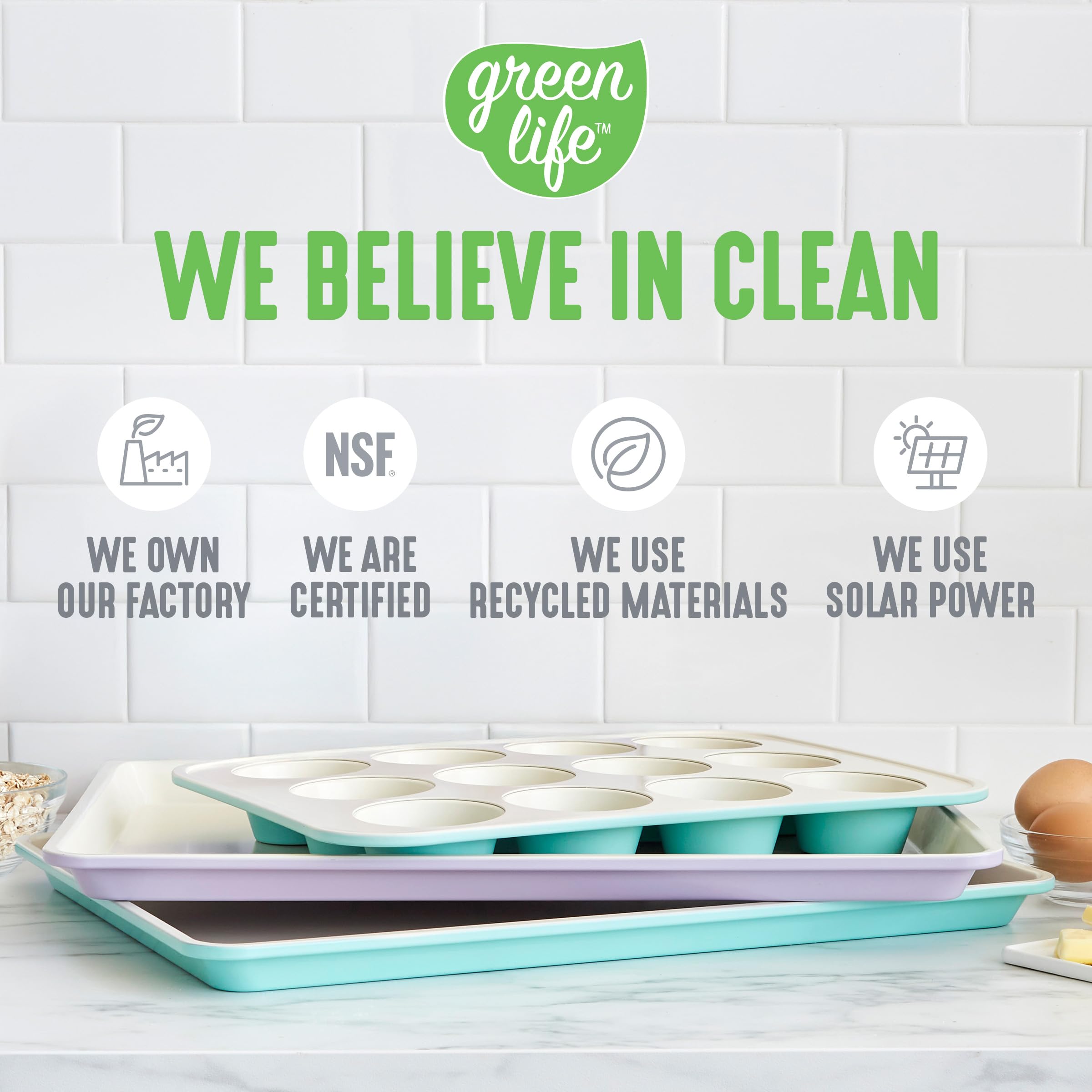 GreenLife Bakeware 18” x 13” Half Cookie Sheet Baking Pan, Non-Toxic PFAS-Free Healthy Ceramic Nonstick, Oven Safe to 450°F, Easy Release, Even Heating, Easy Clean, Gray