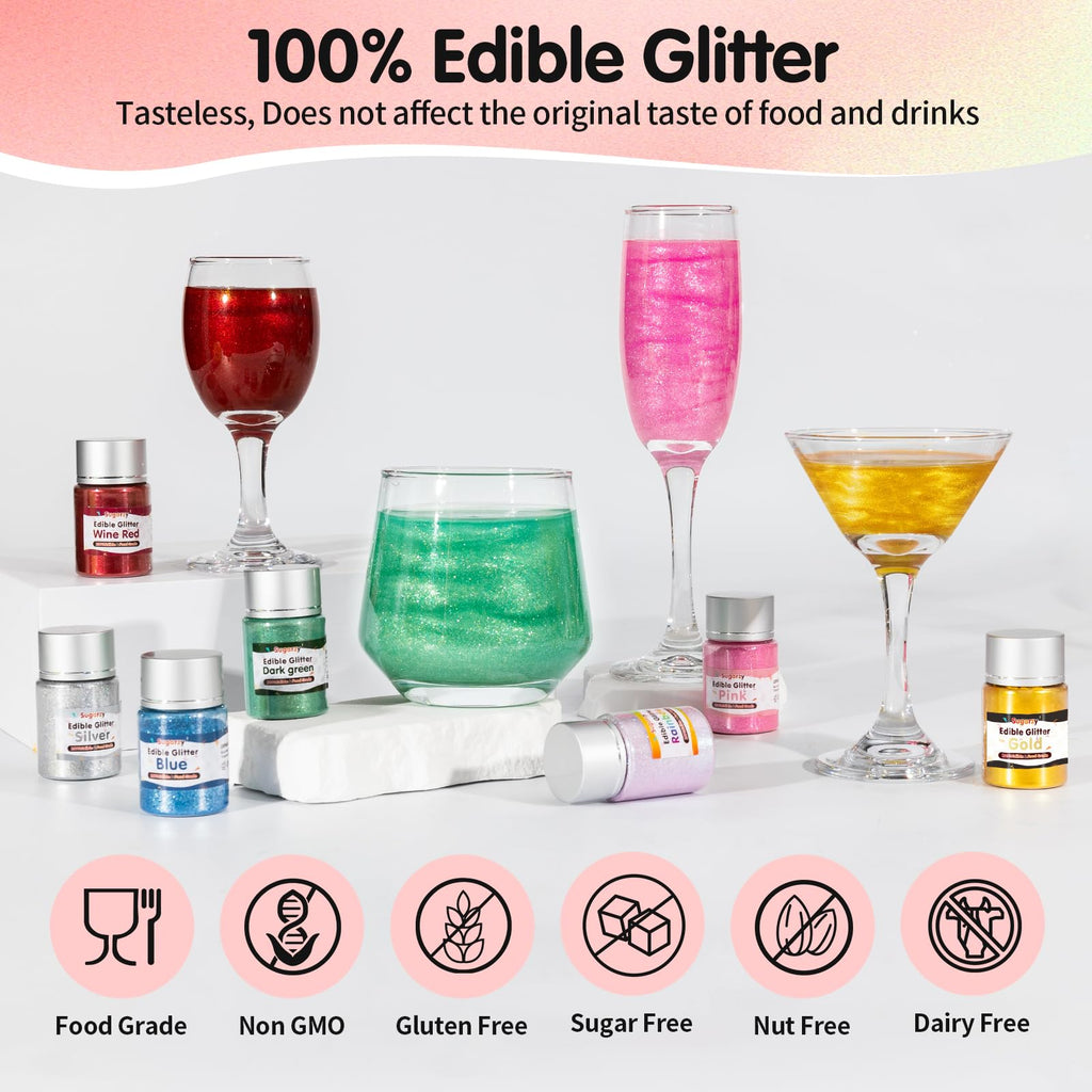 Edible Pink Glitter for Drinks10g Pink Sprinkles Cake Decorating Supplies,Edible Luster Dust for Cocktail Beverages,Food Spray,Food Coloring Shimmer Powder for Baking,Cake Cupcakes Cookies Drinks Candy Strawberries Birthday Party Decorations