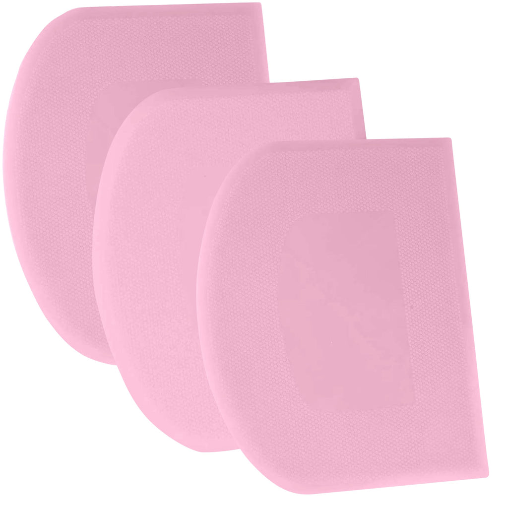 SURDOCA Dough Scraper Bench Scraper - 3P 5.9x4.3" Plastic Flexible Bowl Scraper, Sharp Edge & Angles Cake Scraper. Non-Slip Bakeware Decorating Tools Sculpting & Modeling Tools - Pure Pink