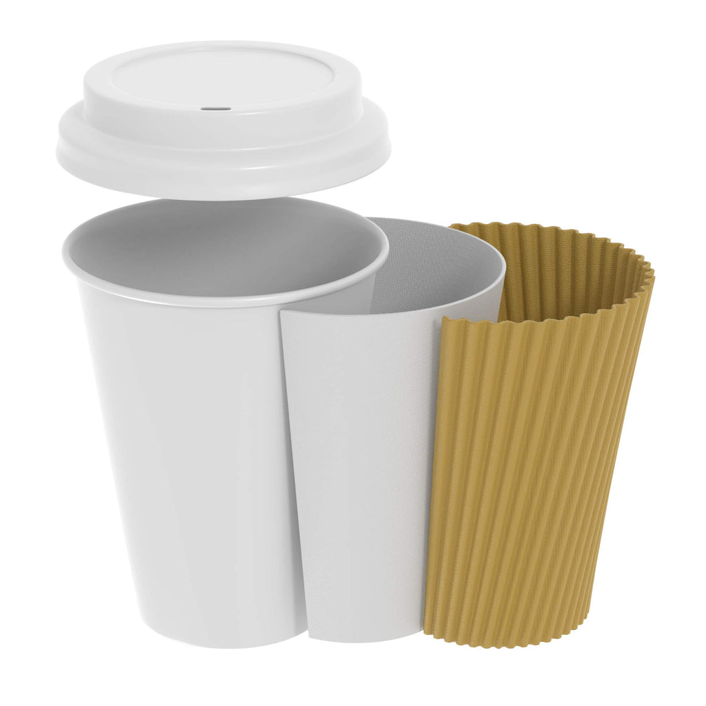 GUSTO [12 oz. - 500 Count Insulated Kraft Ripple Paper Hot Cups, Disposable Coffee Cups With Lids - Ideal for Hot Beverages, Travel, and Office Use (Formerly Comfy Package)