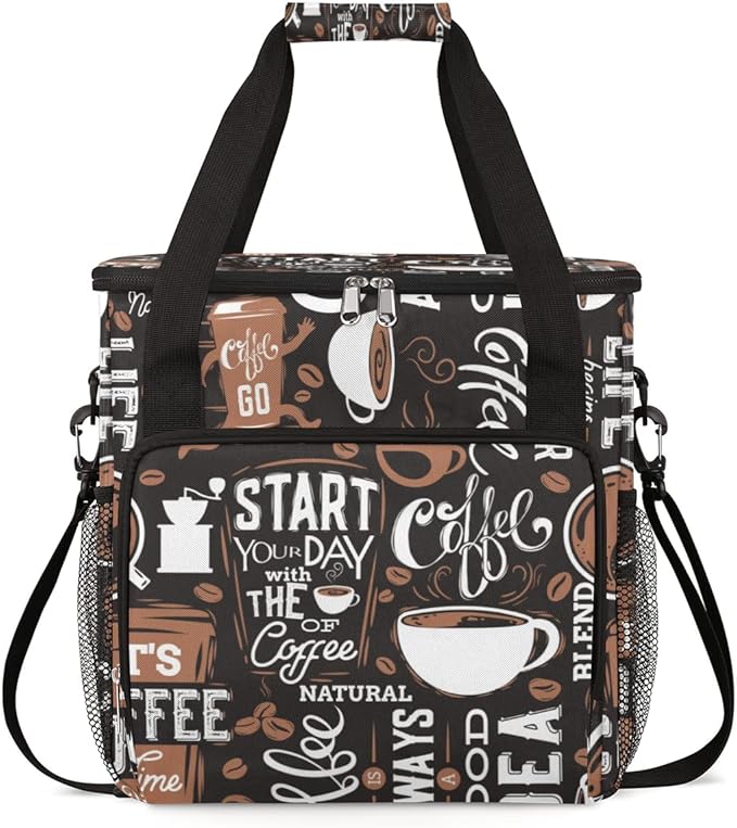 cfpolar Coffee Maker Storage Bag, Waterproof Travel Carrying Storage Tote Bag Organizer Case, Compatible with K-Mini or K-Mini Plus, And Suitable for Other Accessories， With Pockets for K-Cup Pods